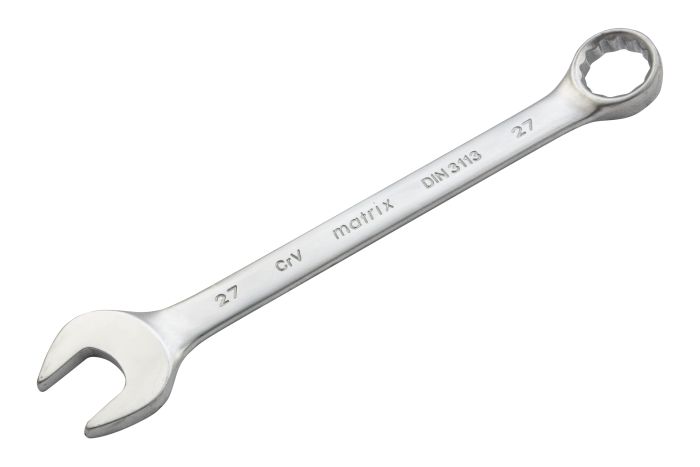 Ключ комбинированный, 27 мм, CrV, матовый хром Matrix