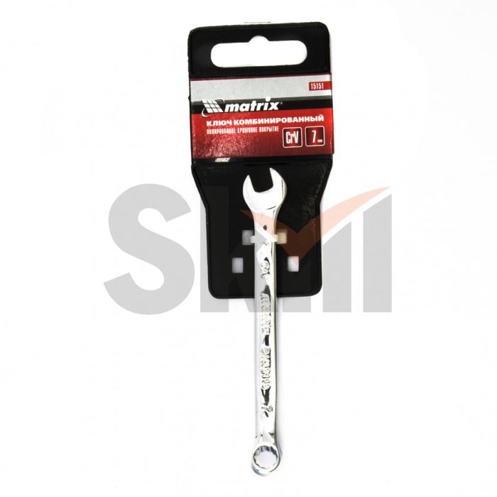 Ключ комбинированный, 7 мм, CrV, полированный хром Matrix