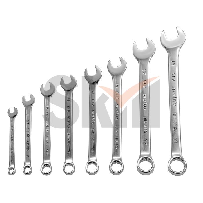 Набор ключей комбинированных, 6-19 мм, 8 шт, CrV, полированный хром Matrix