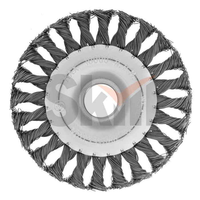 Щетка для УШМ 125 мм, посадка 22.2 мм, плоская, крученая проволока 0.5 мм Matrix