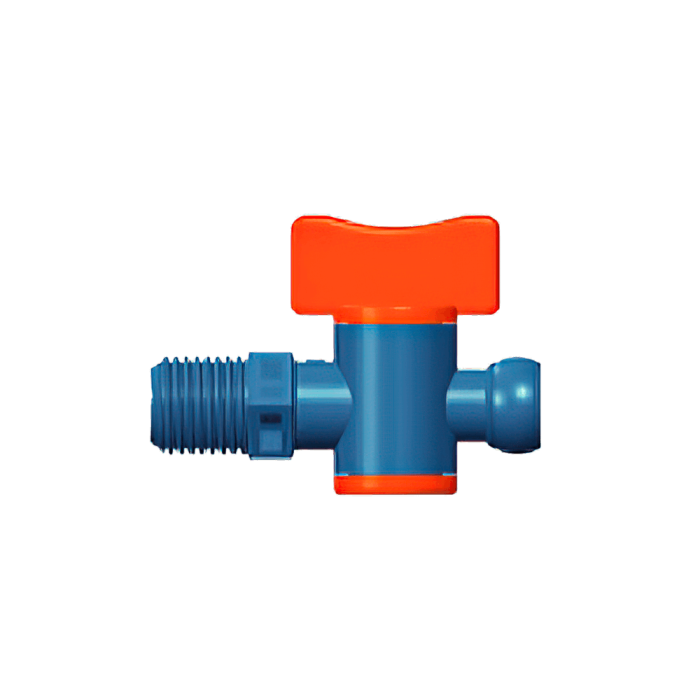 Вентиль запорный резьбовой для подачи СОЖ 1/4" - G1/4 синий