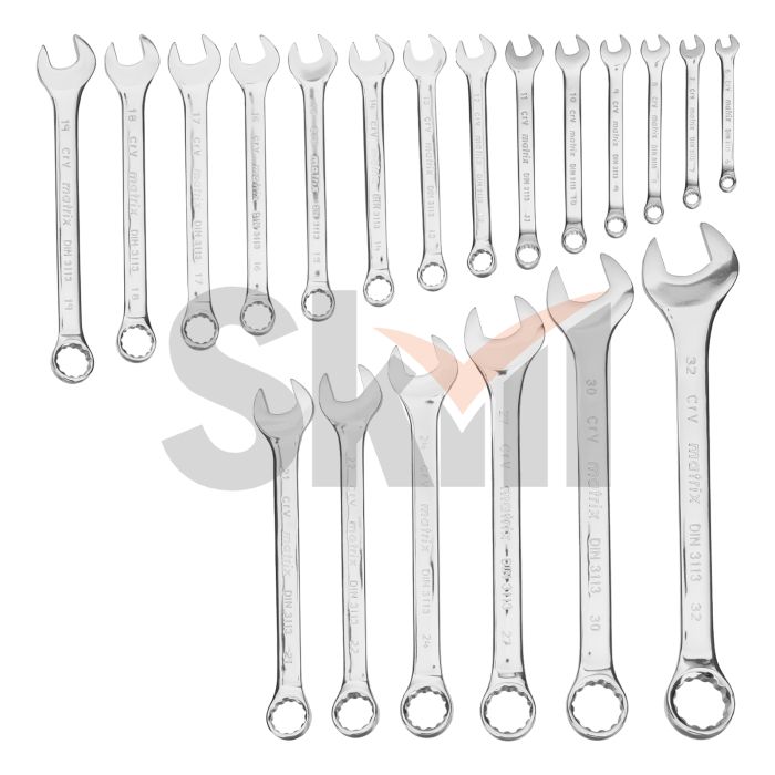 Набор ключей комбинированных 6-32 мм, 20 шт, CrV, полированный хром Matrix