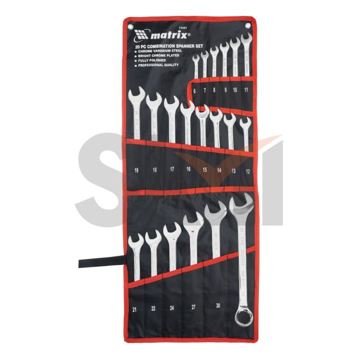 Набор ключей комбинированных 6-32 мм, 20 шт, CrV, полированный хром Matrix
