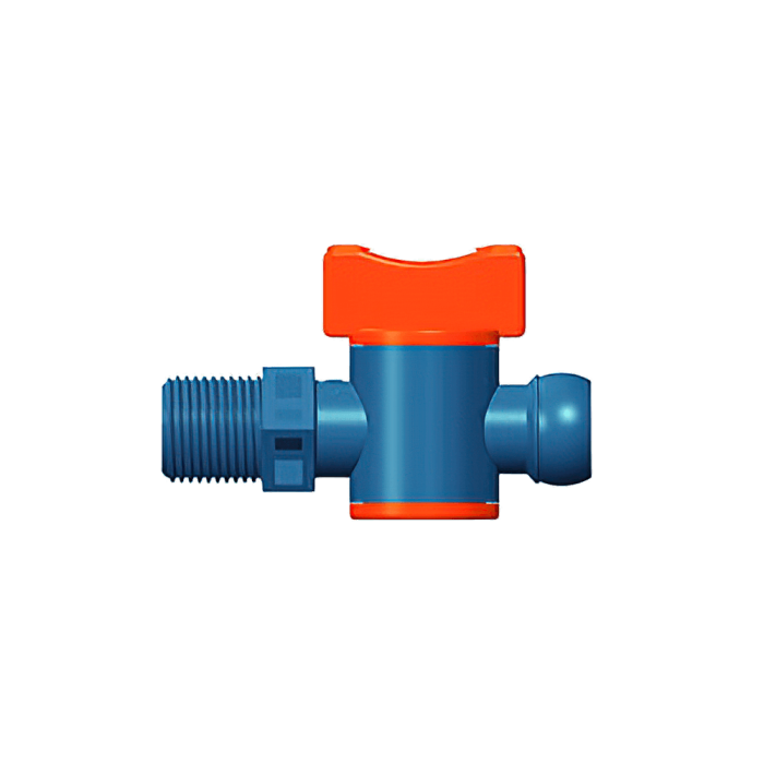 Вентиль запорный резьбовой для подачи СОЖ 3/8" - G3/8 синий