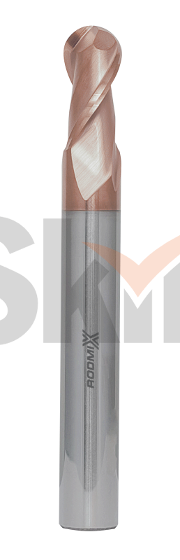 Концевая сферическая фреза 4 зуба, HRC 55, TiSiN, удлиненная 8x16x75 R4