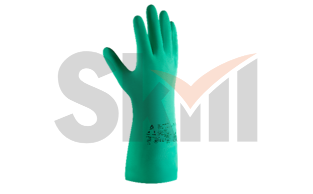 Химические перчатки из нитрила Atom Oil с хлопковым напылением - L