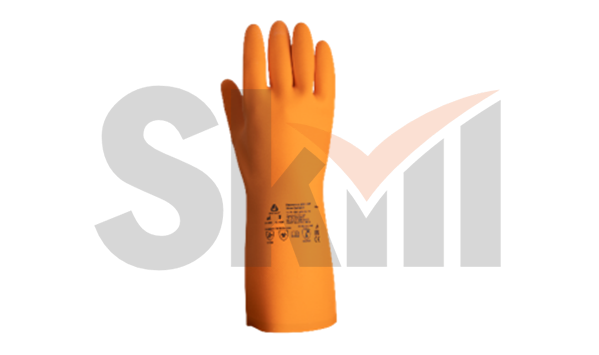 Химические перчатки из латекса Atom Comfort с хлопковым напылением - M