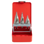 Набор из 3 шт ступенчатых сверл со спиральной канавкой HSS M2  4-30, 5-35, 6-38