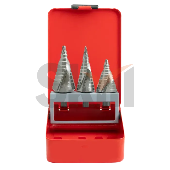 Набор из 3 шт ступенчатых сверл со спиральной канавкой HSS M2  4-30, 5-35, 6-38