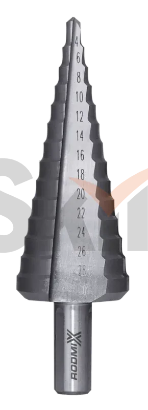 Ступенчатое сверло с прямой канавкой HSS M2, 9 ступеней, 4-12 мм