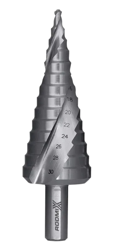 Ступенчатое сверло со спиральной канавкой HSS M2, 9 ступеней, 4-12 мм