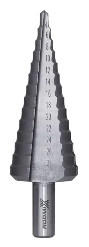 Ступенчатое сверло с прямой канавкой HSS M2, 15 ступеней, 4-32 мм