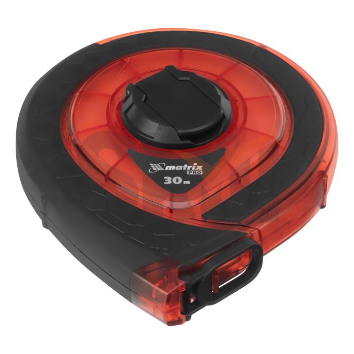 Рулетка геодезическая 30 м х 15 мм, закр. корп., фибергласс. лента, двухст. шкала, PRO// Matrix
