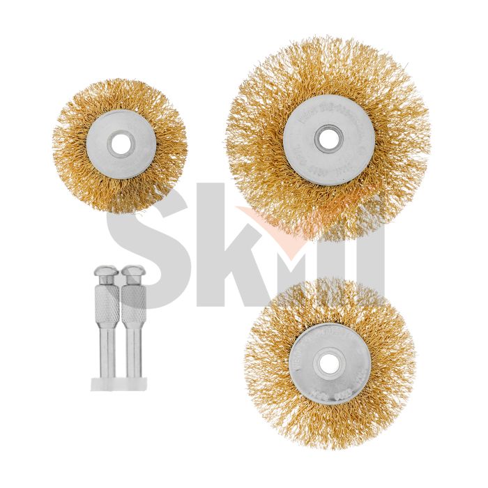 Набор щеток для дрели, 3 шт, 3 плоские, 50-63-75 мм, со шпильками, металлические Matrix