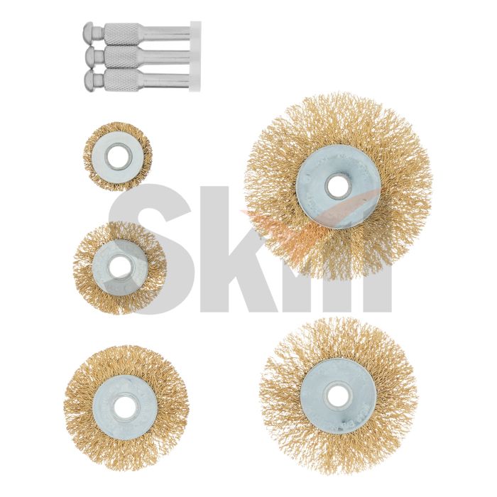 Набор щеток для дрели, 5 шт, 5 плоских 25-38-50-63-75 мм, со шпильками, металлические Matrix