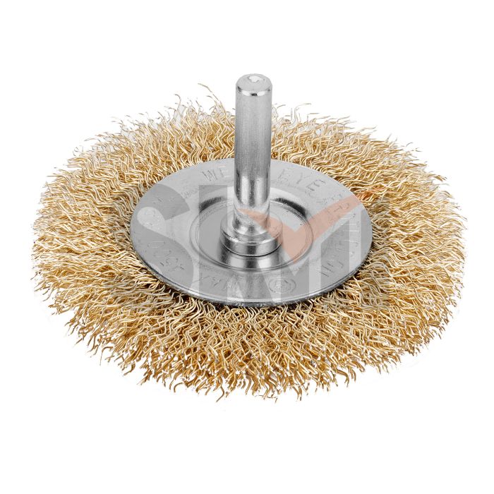 Щетка для дрели, 60 мм, плоская со шпилькой, латунированная витая проволока Matrix
