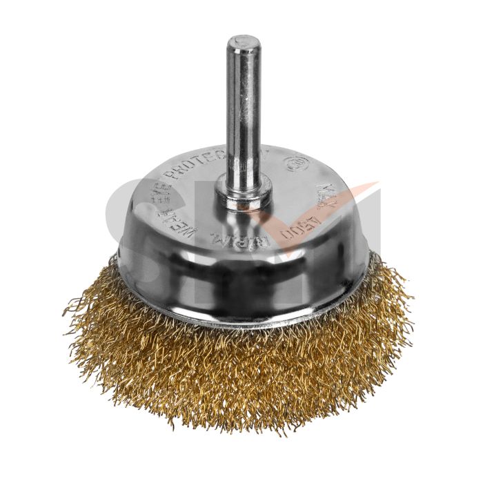 Щетка для дрели, 65 мм, "чашка" со шпилькой, латунированная витая проволока Matrix