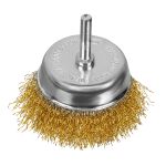 Щетка для дрели, 75 мм, "чашка" со шпилькой, латунированная витая проволока Matrix
