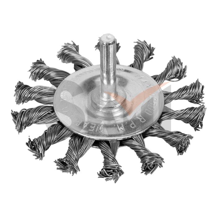 Щетка для дрели, 75 мм, плоская со шпилькой, крученая металлическая проволока Matrix