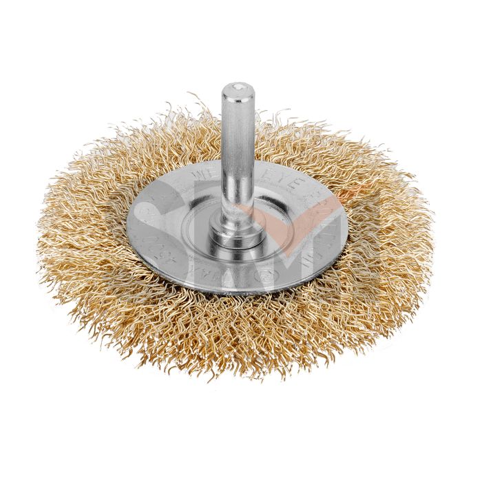 Щетка для дрели, 75 мм, плоская со шпилькой, латунированная витая проволока Matrix