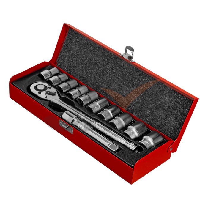 Набор торцевых головок, 1/2", головки 10 - 24 мм, с трещот. ключом, 12 предметов Matrix