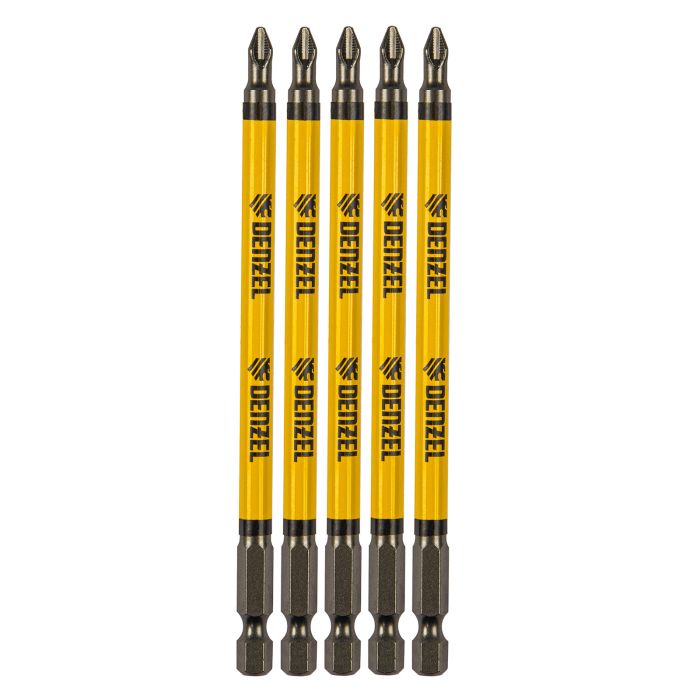 Бита PH2х127, сталь S2, цилиндр., 5шт. Е 6,3 Denzel
