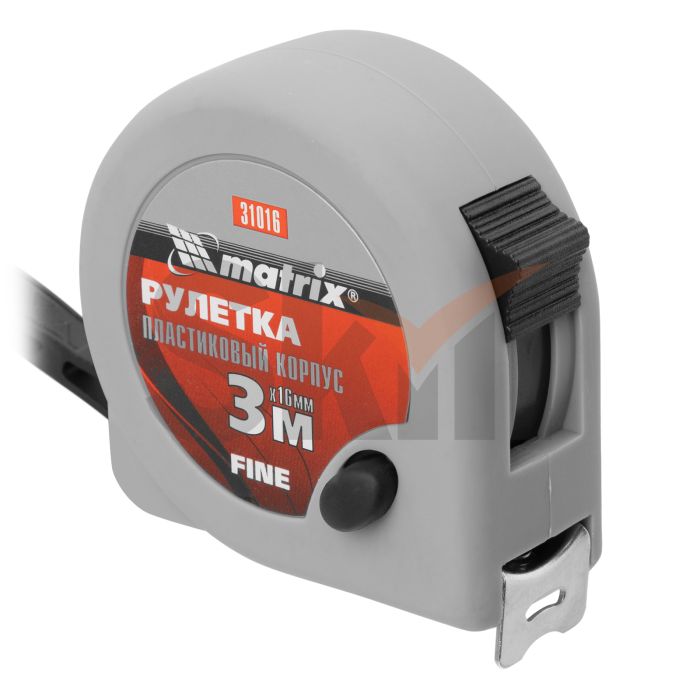 Рулетка Fine, 3 м х 16 мм, пластиковый корпус// Matrix