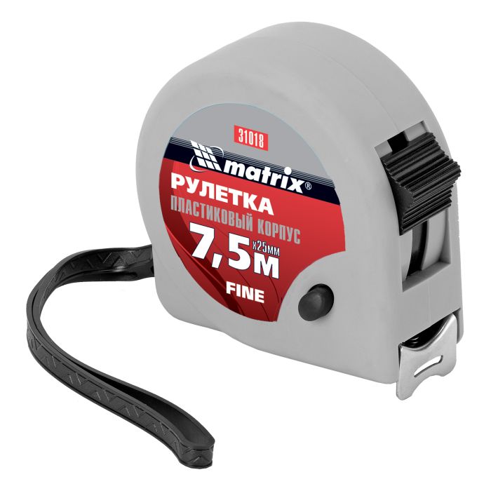 Рулетка Fine, 7,5 м х 25 мм, пластиковый корпус// Matrix