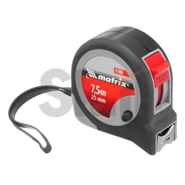 Рулетка Continuous fixation, 7,5 м х 25 мм, двухкомпонентный корпус, плавная фиксация// Matrix