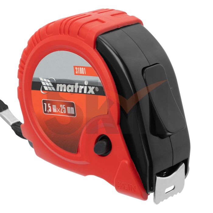 Рулетка Rubber, 7,5 м х 25 мм, обрезиненный корпус// Matrix