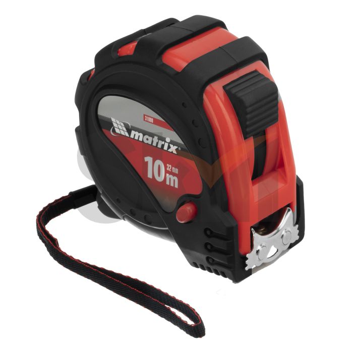 Рулетка Status magnet 3 fixations, 10 м х 32 мм, обрезиненный корпус, зацеп с магнитом// Matrix