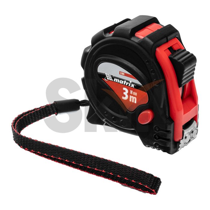 Рулетка Status magnet 3 fixations, 3 м х 16 мм, обрезиненный корпус, зацеп с магнитом// Matrix