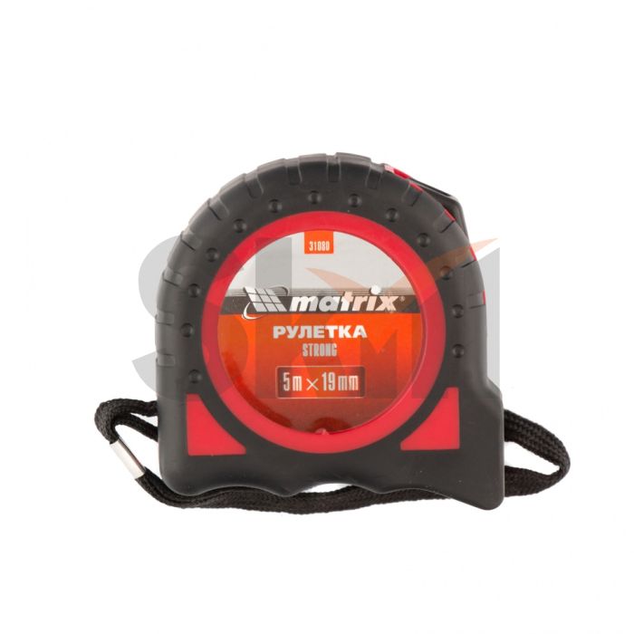 Рулетка Strong, 5 м х 19 мм, обрезиненный корпус// Matrix