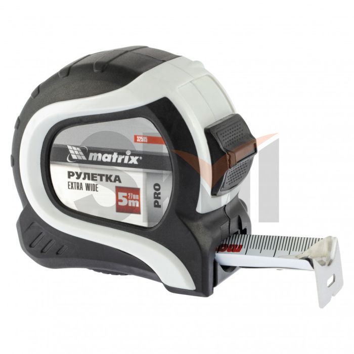 Рулетка Extra Wide, 5 м x 27 мм, двухкомпонентный корпус, PRO// Matrix