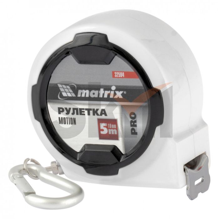 Рулетка Motion, 5 м x 19 мм, возможность записи, карабин-держатель, PRO// Matrix