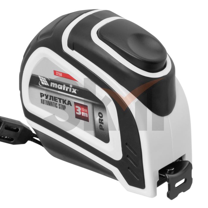 Рулетка Autostop, 3 м х 16 мм, двухкомпонентный корпус, автоматическая фиксация, PRO// Matrix