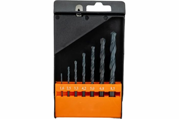 Набор сверл по металлу НС12: от 1,6 до 8,5, 7шт. Р6М5