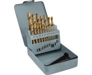 Набор сверл по металлу НС21И от 1 до 10 шаг 0,5, 19шт. Р6М5 TiN