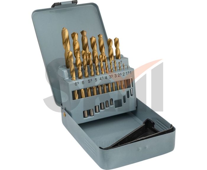 Набор сверл по металлу НС21И от 1 до 10 шаг 0,5, 19шт. Р6М5 TiN