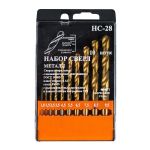 Набор сверл по металлу НС28 от 1 до 9,5 шаг 0,5-1, 10шт. Р6М5 TiN