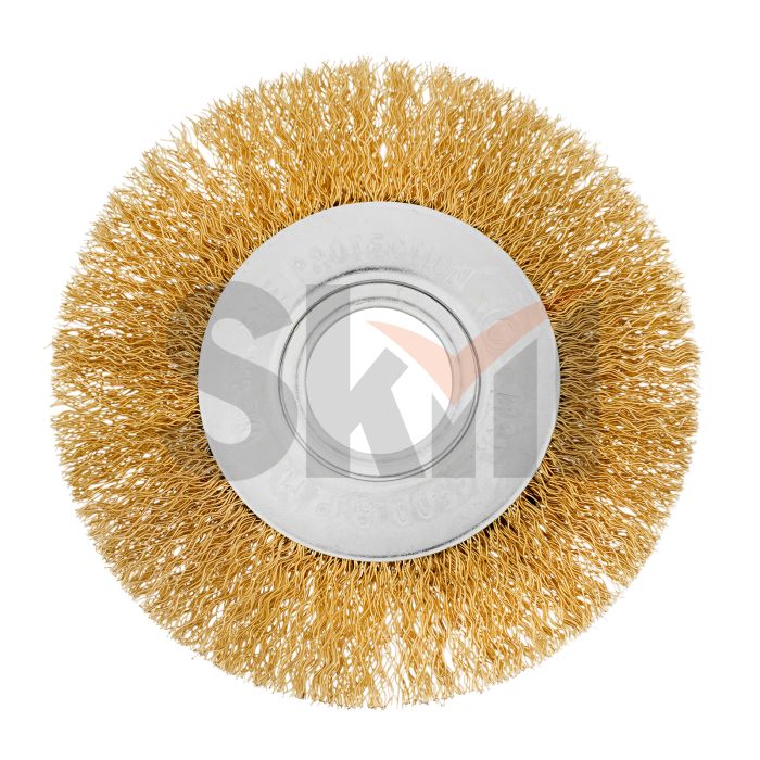 Щетка для УШМ, 100 мм, посадка 22.2 мм, плоская, латунированная витая проволока Matrix