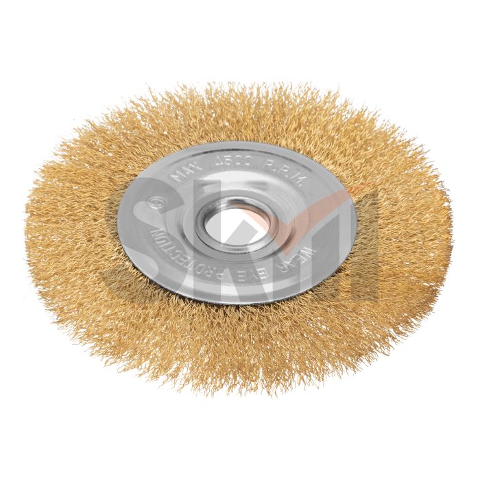 Щетка для УШМ, 150 мм, посадка 22.2 мм, плоская, латунированная витая проволока Matrix