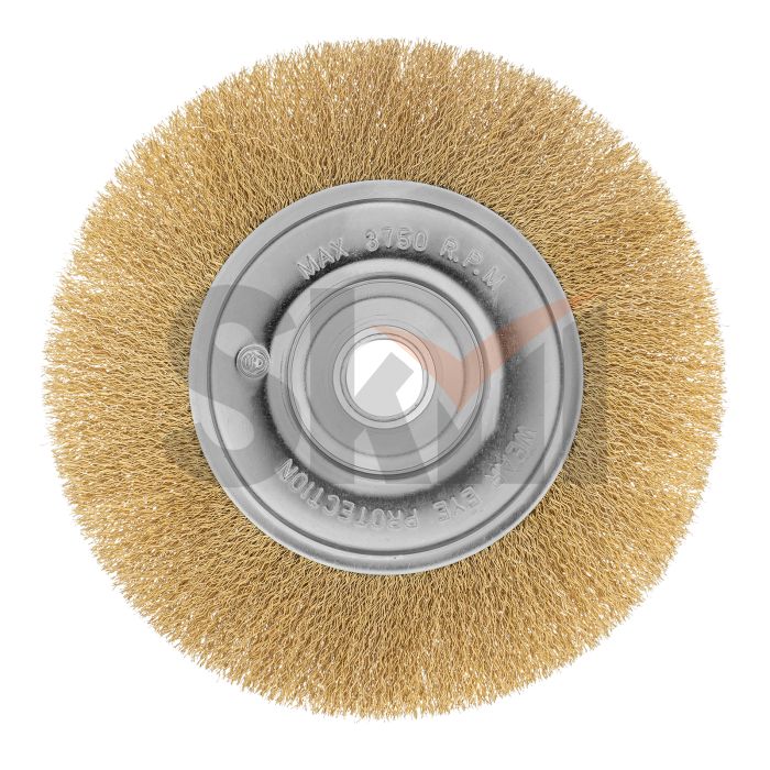 Щетка для УШМ, 200 мм, посадка 22.2 мм, плоская, латунированная витая проволока Matrix