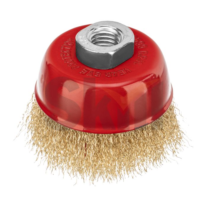 Щетка для УШМ, 75 мм, М14, "чашка", латунированная витая проволока Matrix