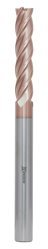 Концевая фреза с плоским торцом 2 зуба, HRC 55, TiSiN, удлиненная 4х16х75