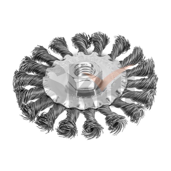 Щетка для УШМ 100 мм, М14, плоская, крученая проволока 0.5 мм Matrix