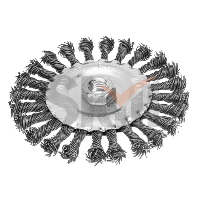 Щетка для УШМ 125 мм, М14, плоская, крученая проволока 0.8 мм Matrix