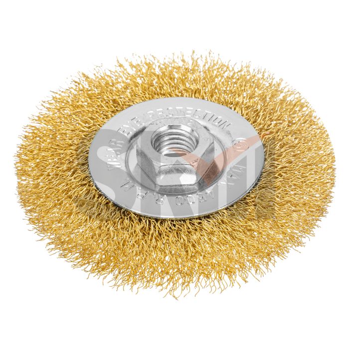 Щетка для УШМ, 100 мм, М14, плоская, латунированная витая проволока Matrix