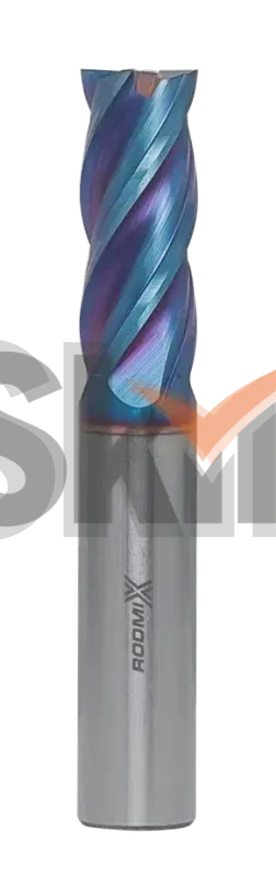 Концевая фреза с плоским торцом 6 зубов, HRC 65, Nano Blue 10х25х75
