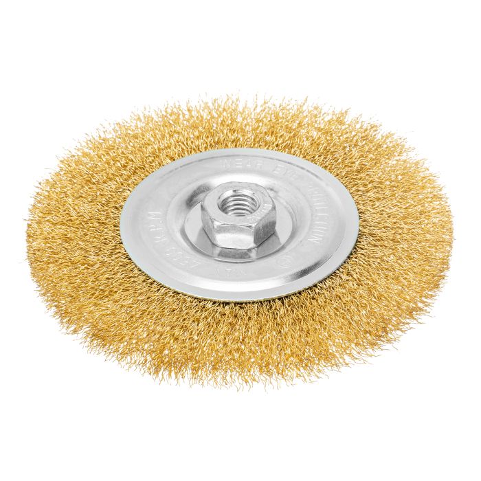 Щетка для УШМ, 150 мм, М14, плоская, латунированная витая проволока Matrix